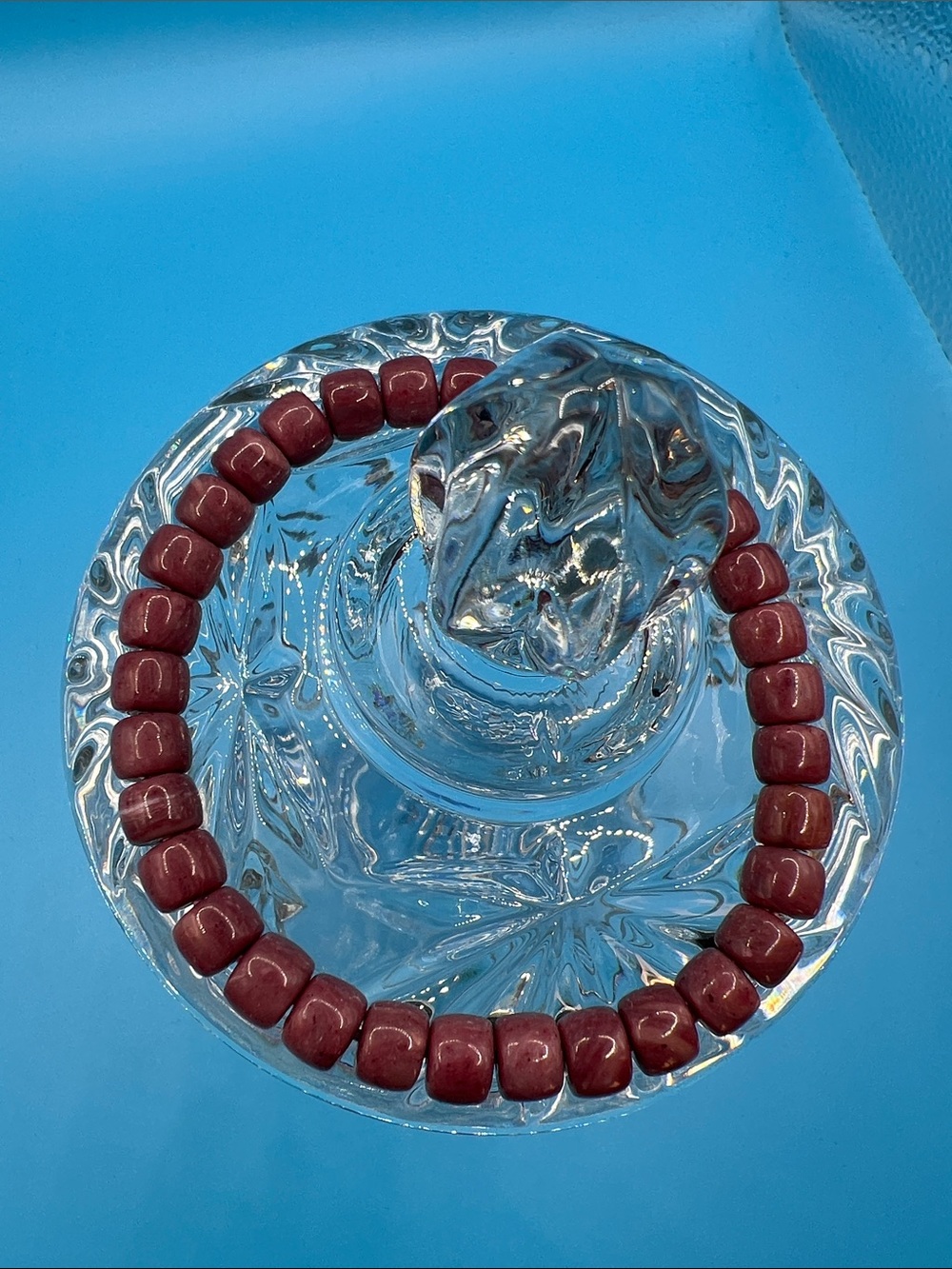 Women's Stretch Stone Beaded Bracelet in Deep Berry Red
